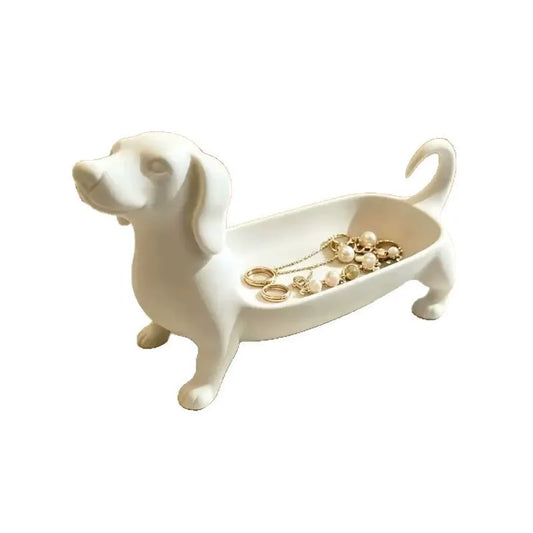 3D-Printed Dachshund Dog Jewelry Organizer — Minimalist Cute Desk Jewelry & Trinket Tray
